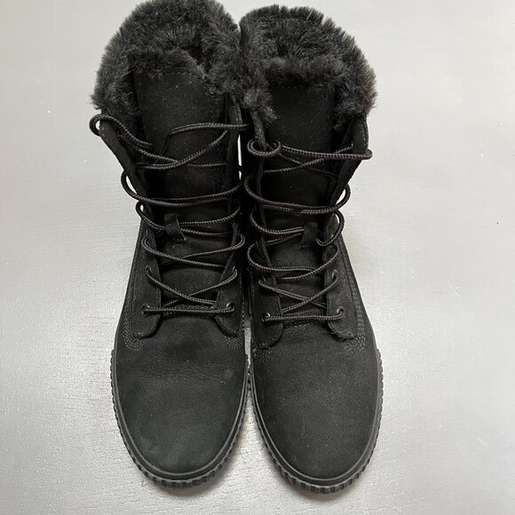 Timberland Women's Skyla Bay Lightweight Fold Down Fur Lined Black Size 8 - Picture 1 of 7